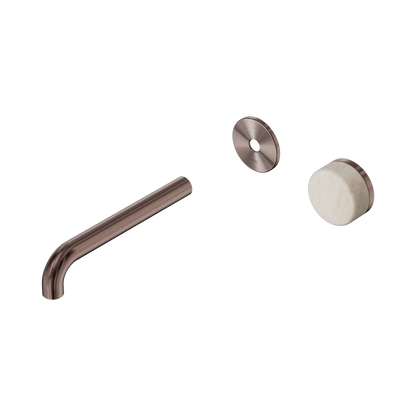 Serenity Progressive Wall Basin Mixer 185mm Spout With Rome Travertine Handle Trim Kit Only Brushed Bronze