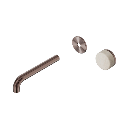Serenity Progressive Wall Basin Mixer 185mm Spout With Rome Travertine Handle Trim Kit Only Brushed Bronze