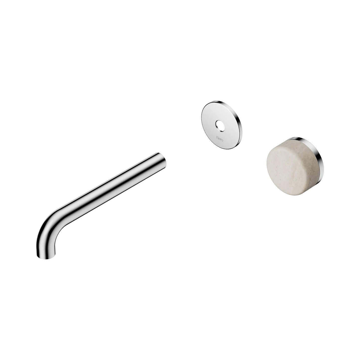 Serenity Progressive Wall Basin Mixer 185mm Spout With Rome Travertine Handle Trim Kit Only Chrome