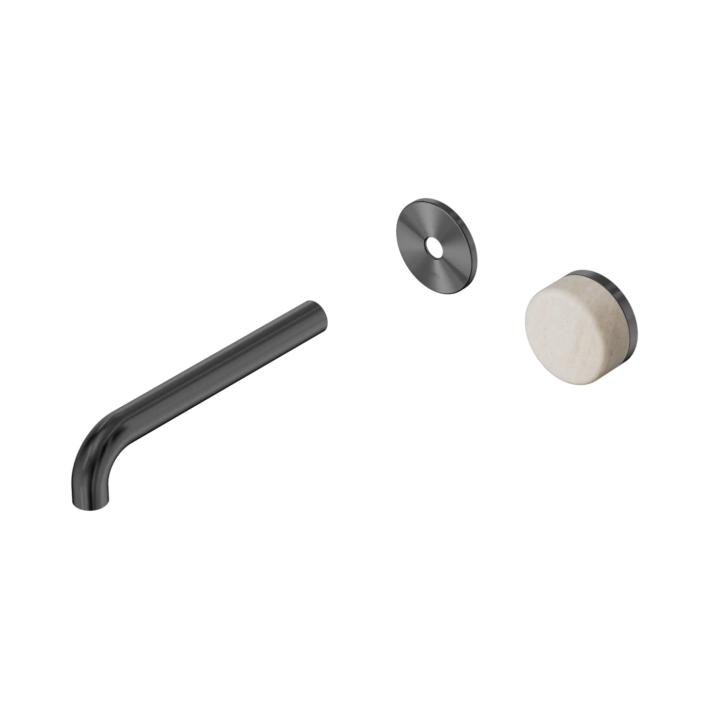 Serenity Progressive Wall Basin Mixer 185mm Spout With Rome Travertine Handle Trim Kit Only Gun Metal