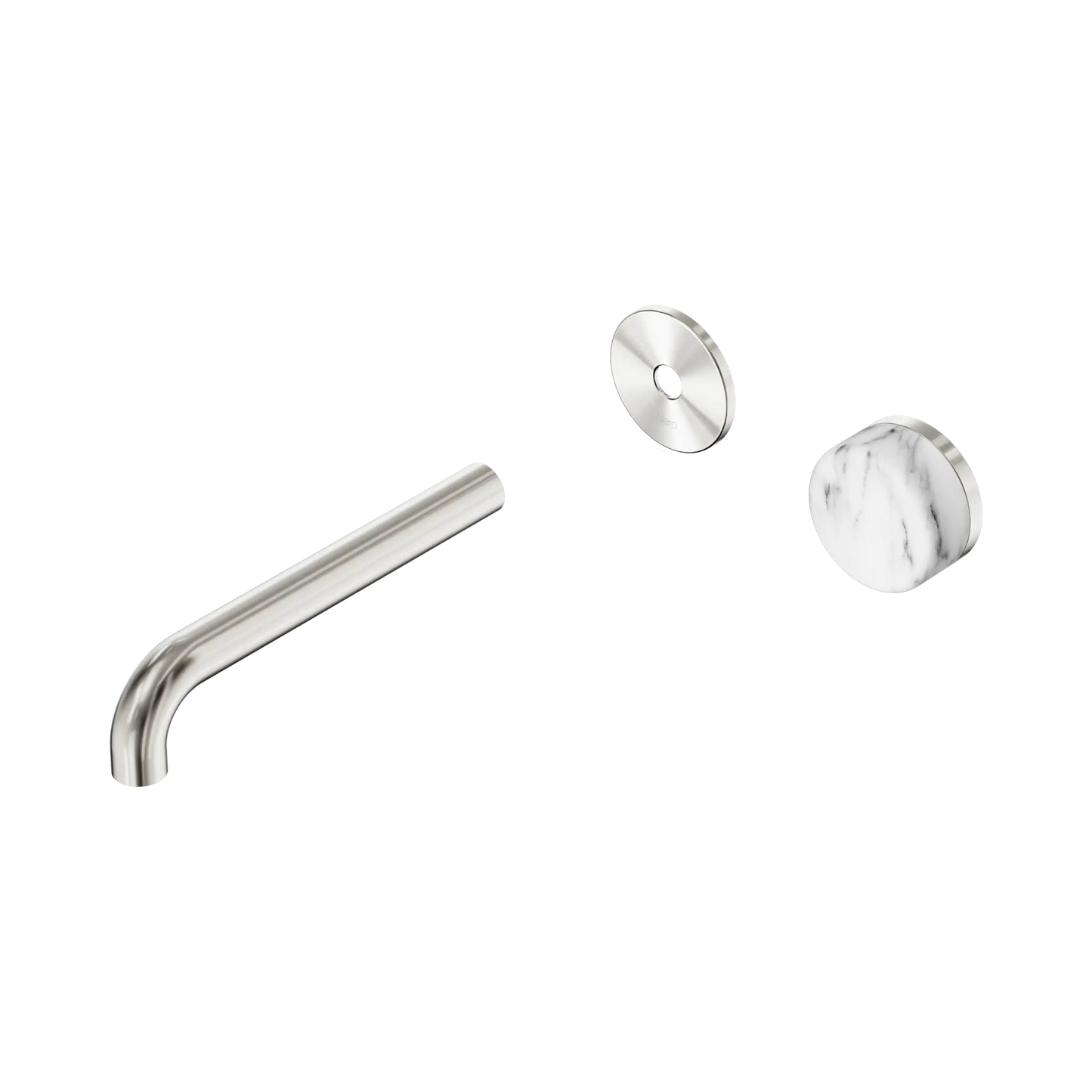 Serenity Progressive Wall Basin Mixer 185mm Spout With Arabescato Corchia Handle Trim Kit Only Brushed Nickel