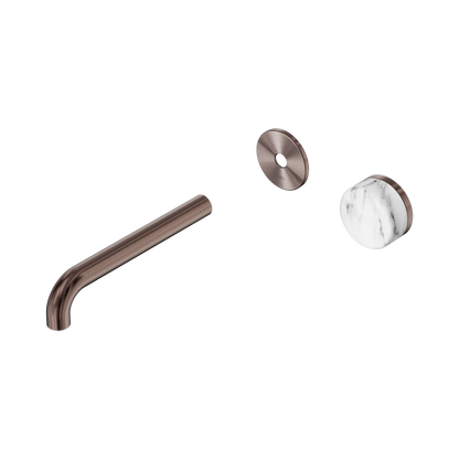 Serenity Progressive Wall Basin Mixer 185mm Spout With Arabescato Corchia Handle Trim Kit Only Brushed Bronze
