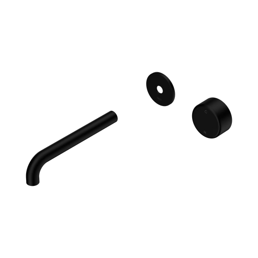 Serenity Progressive Wall Basin Mixer 185mm Spout With Metal Handle Trim Kit Only Matte Black