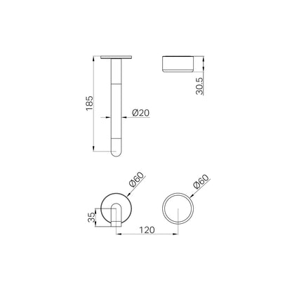 Serenity Progressive Wall Basin Mixer 185mm Spout With Metal Handle Trim Kit Only Gun Metal