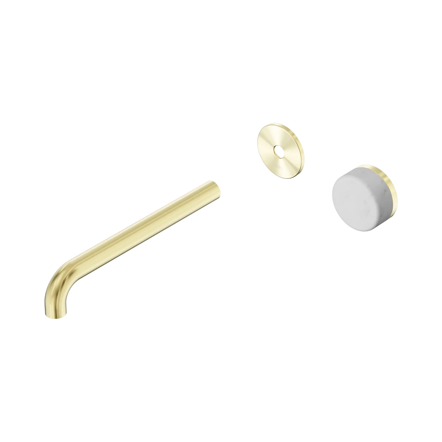 Serenity Progressive Wall Basin Mixer 220mm Spout With Carrara Handle Trim Kit Only Brushed Gold