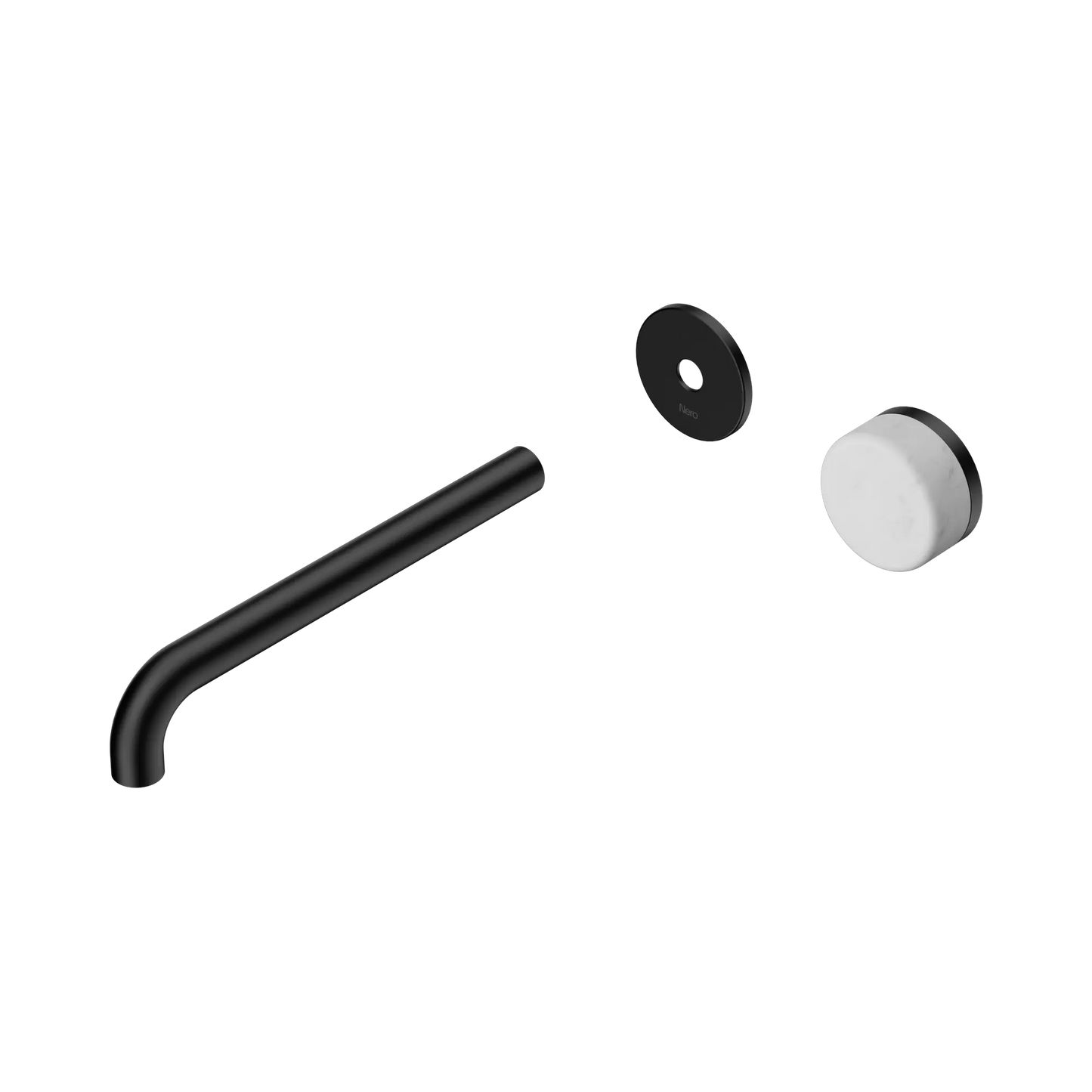 Serenity Progressive Wall Basin Mixer 220mm Spout With Carrara Handle Trim Kit Only Matte Black