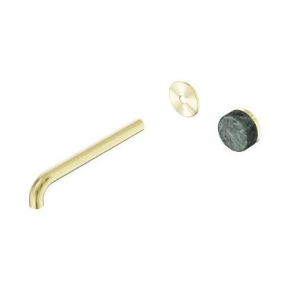 Serenity Progressive Wall Basin Mixer 220mm Spout With Verde Alpi Handle Trim Kit Only Brushed Gold