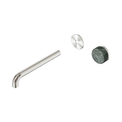 Serenity Progressive Wall Basin Mixer 220mm Spout With Verde Alpi Handle Trim Kit Only Brushed Nickel