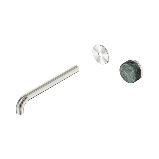 Serenity Progressive Wall Basin Mixer 220mm Spout With Verde Alpi Handle Trim Kit Only Brushed Nickel