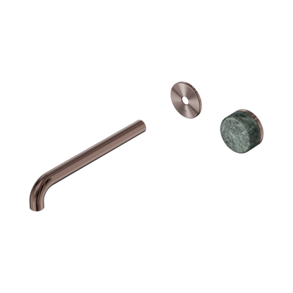 Serenity Progressive Wall Basin Mixer 220mm Spout With Verde Alpi Handle Trim Kit Only Brushed Bronze