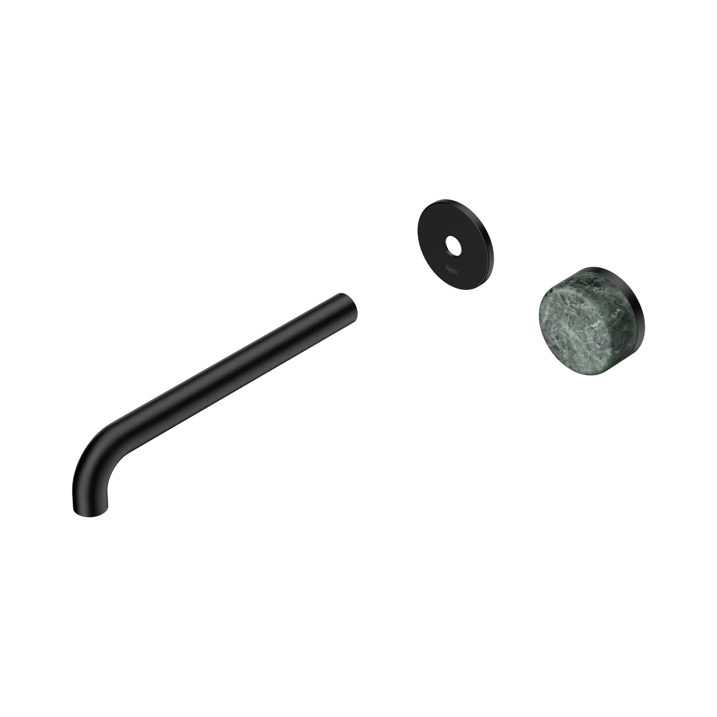 Serenity Progressive Wall Basin Mixer 220mm Spout With Verde Alpi Handle Trim Kit Only Matte Black