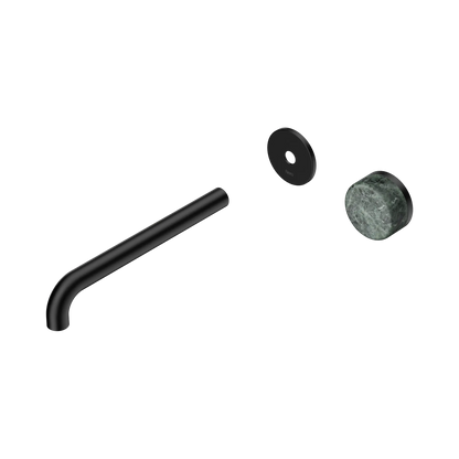 Serenity Progressive Wall Basin Mixer 220mm Spout With Verde Alpi Handle Trim Kit Only Matte Black