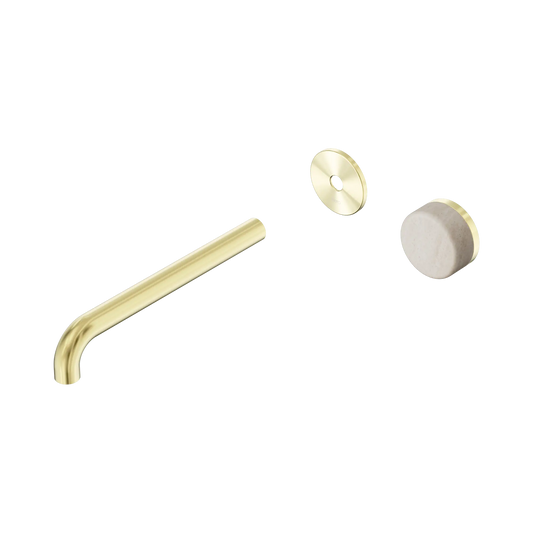 Serenity Progressive Wall Basin Mixer 220mm Spout With Rome Travertine Handle Trim Kit Only Brushed Gold