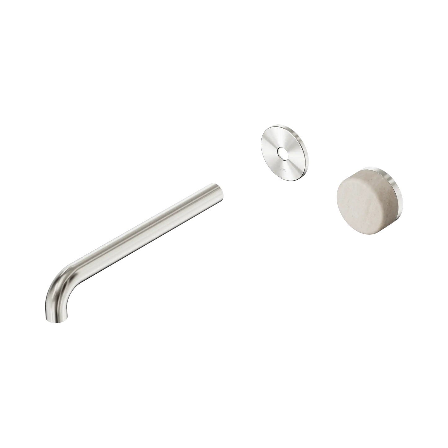Serenity Progressive Wall Basin Mixer 220mm Spout With Rome Travertine Handle Trim Kit Only Brushed Nickel