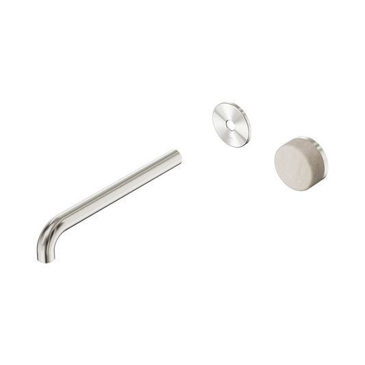 Serenity Progressive Wall Basin Mixer 220mm Spout With Rome Travertine Handle Trim Kit Only Brushed Nickel