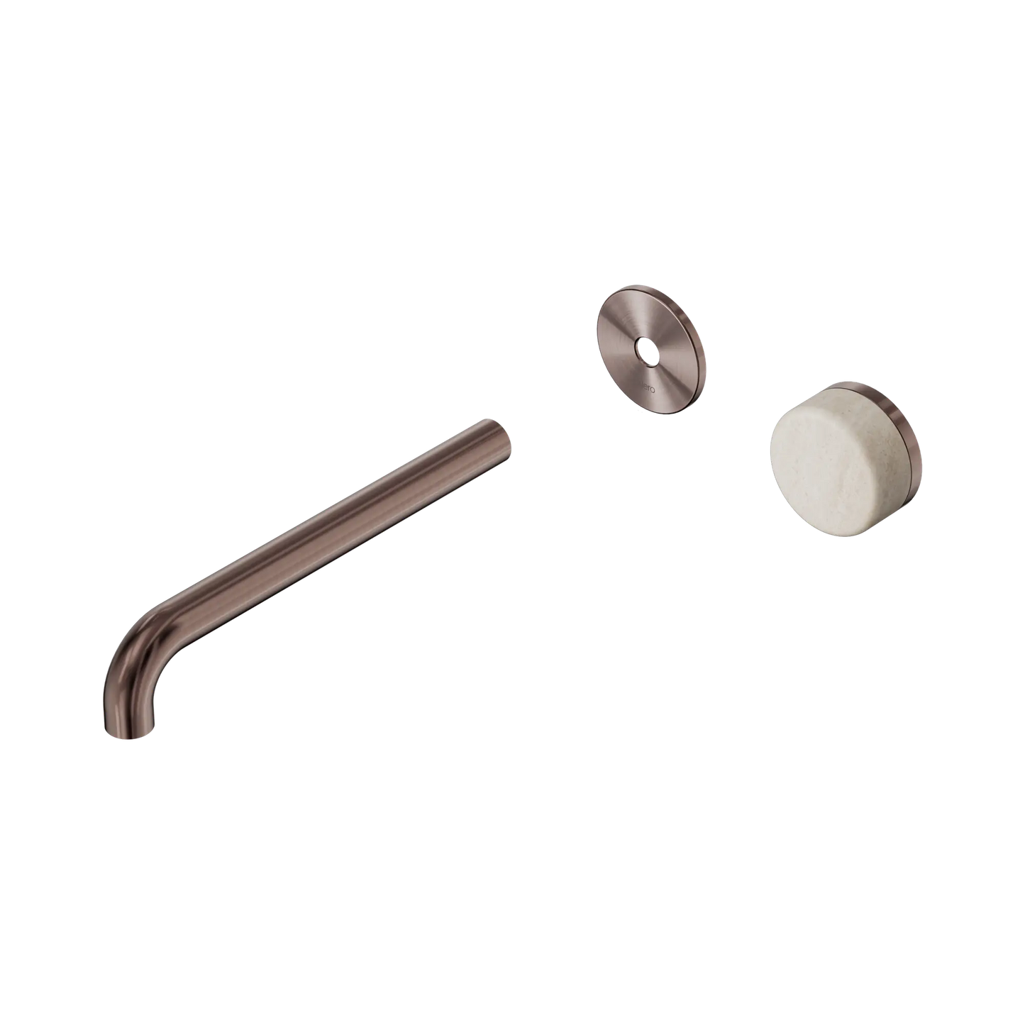 Serenity Progressive Wall Basin Mixer 220mm Spout With Rome Travertine Handle Trim Kit Only Brushed Bronze