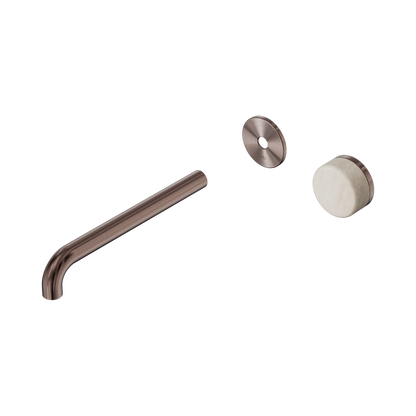 Serenity Progressive Wall Basin Mixer 220mm Spout With Rome Travertine Handle Trim Kit Only Brushed Bronze