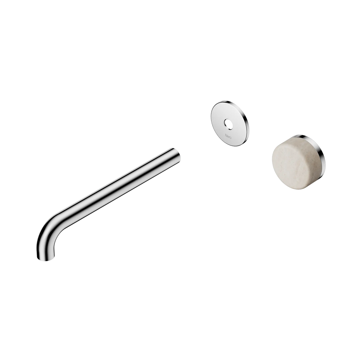 Serenity Progressive Wall Basin Mixer 220mm Spout With Rome Travertine Handle Trim Kit Only Chrome