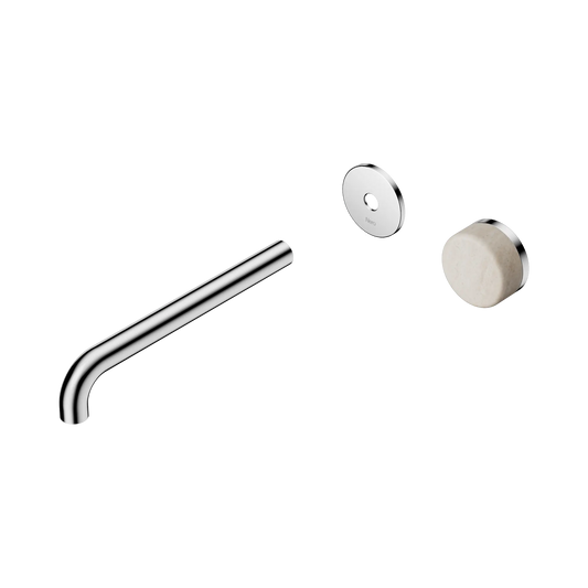 Serenity Progressive Wall Basin Mixer 220mm Spout With Rome Travertine Handle Trim Kit Only Chrome