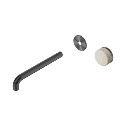 Serenity Progressive Wall Basin Mixer 220mm Spout With Rome Travertine Handle Trim Kit Only Gun Metal