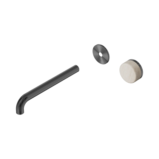 Serenity Progressive Wall Basin Mixer 220mm Spout With Rome Travertine Handle Trim Kit Only Gun Metal