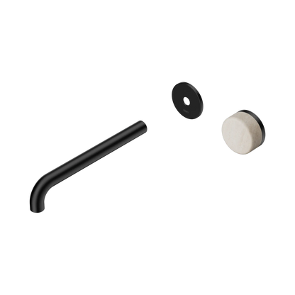 Serenity Progressive Wall Basin Mixer 220mm Spout With Rome Travertine Handle Trim Kit Only Matte Black