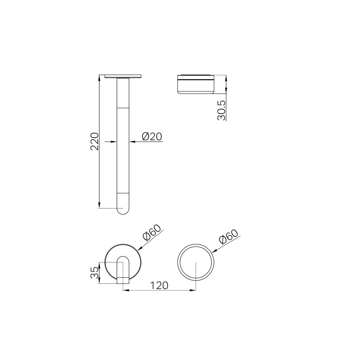 Serenity Progressive Wall Basin Mixer 220mm Spout With Rome Travertine Handle Trim Kit Only Brushed Nickel