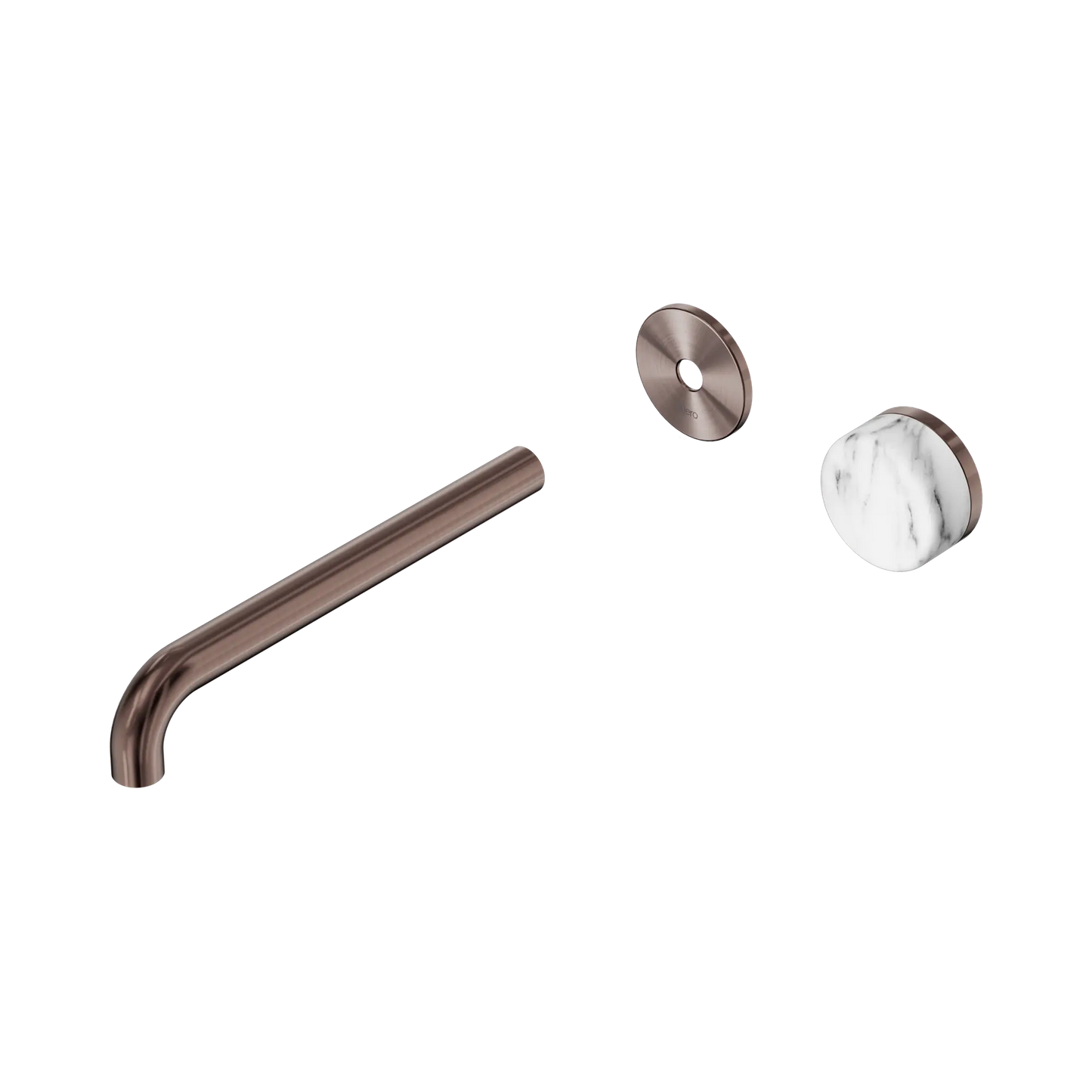 Serenity Progressive Wall Basin Mixer 220mm Spout With Arabescato Corchia Handle Trim Kit Only Brushed Bronze