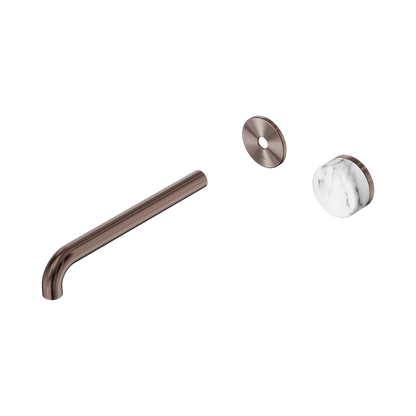 Serenity Progressive Wall Basin Mixer 220mm Spout With Arabescato Corchia Handle Trim Kit Only Brushed Bronze