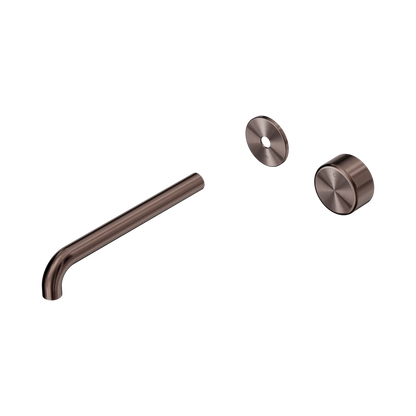 Serenity Progressive Wall Basin Mixer 220mm Spout With Metal Handle Trim Kit Only Brushed Bronze