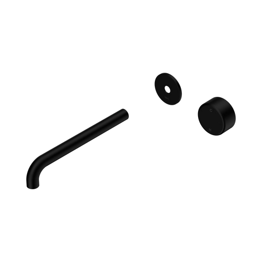 Serenity Progressive Wall Basin Mixer 220mm Spout With Metal Handle Trim Kit Only Matte Black