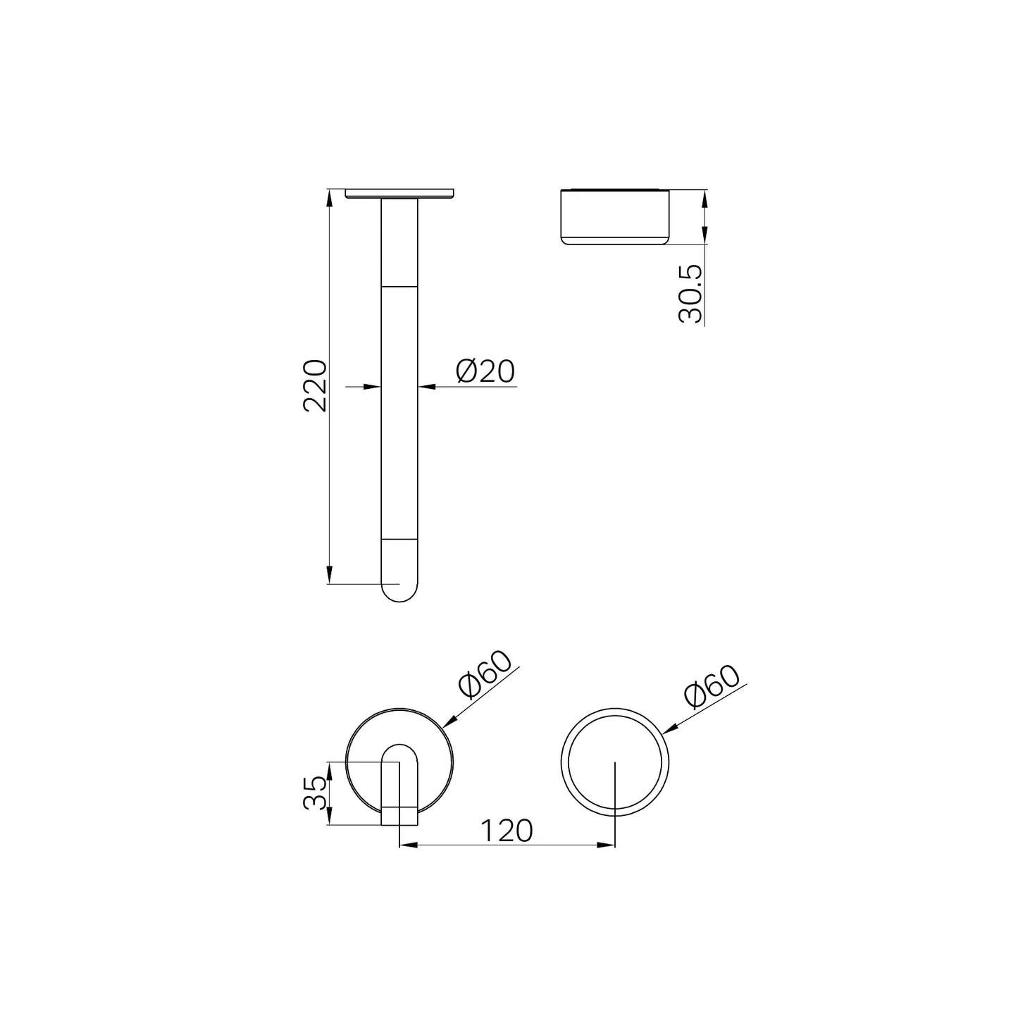 Serenity Progressive Wall Basin Mixer 220mm Spout With Metal Handle Trim Kit Only Brushed Bronze
