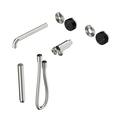 Serenity Progressive Shower System With Spout With Marquina Black Handle And Slim Shower Trim Kit Only Brushed Nickel
