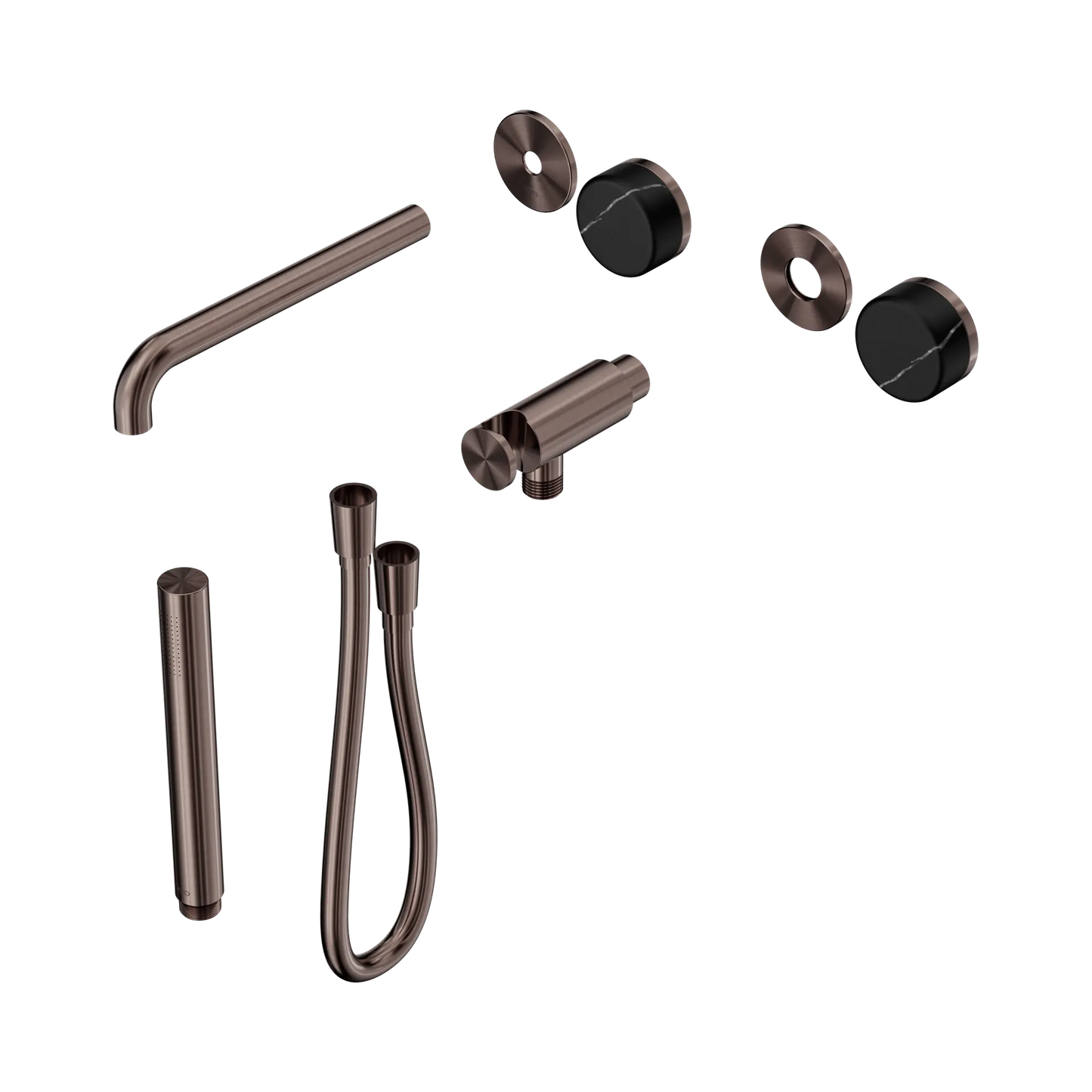 Serenity Progressive Shower System With Spout With Marquina Black Handle And Slim Shower Trim Kit Only Brushed Bronze