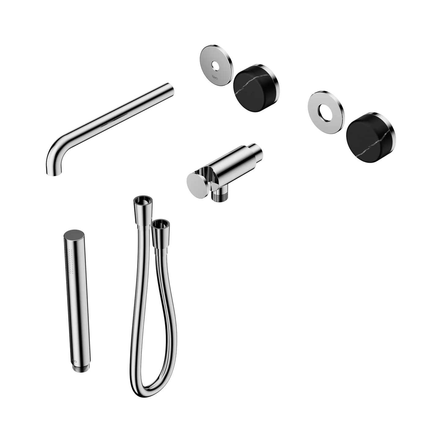 Serenity Progressive Shower System With Spout With Marquina Black Handle And Slim Shower Trim Kit Only Chrome