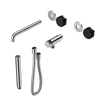 Serenity Progressive Shower System With Spout With Marquina Black Handle And Slim Shower Trim Kit Only Chrome