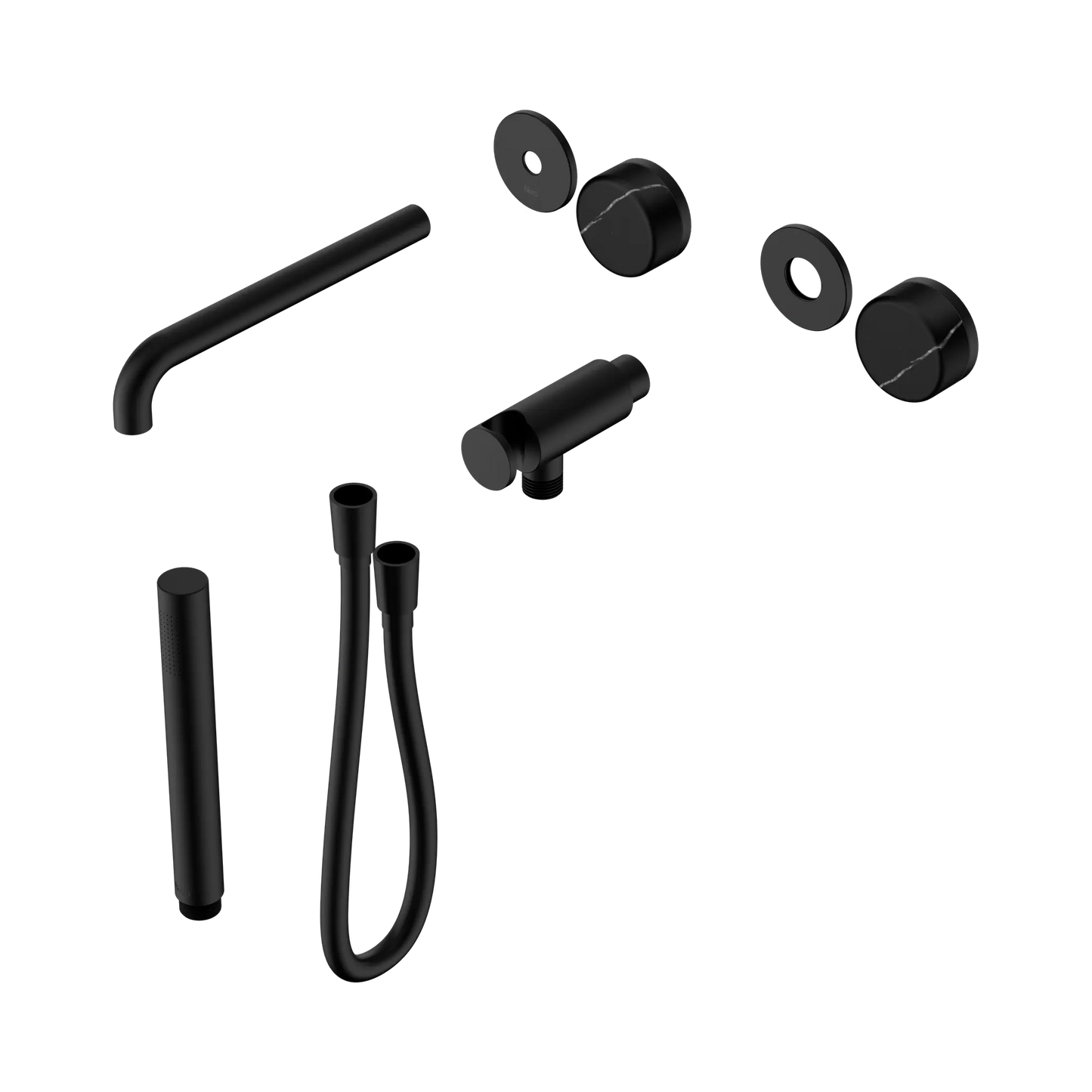Serenity Progressive Shower System With Spout With Marquina Black Handle And Slim Shower Trim Kit Only Matte Black