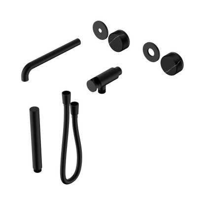 Serenity Progressive Shower System With Spout With Marquina Black Handle And Slim Shower Trim Kit Only Matte Black