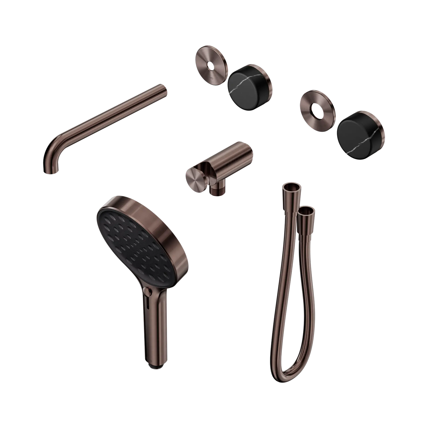 Serenity Progressive Shower System With Spout With Marquina Black Handle And Serenity Hand Shower Trim Kit Only Brushed Bronze