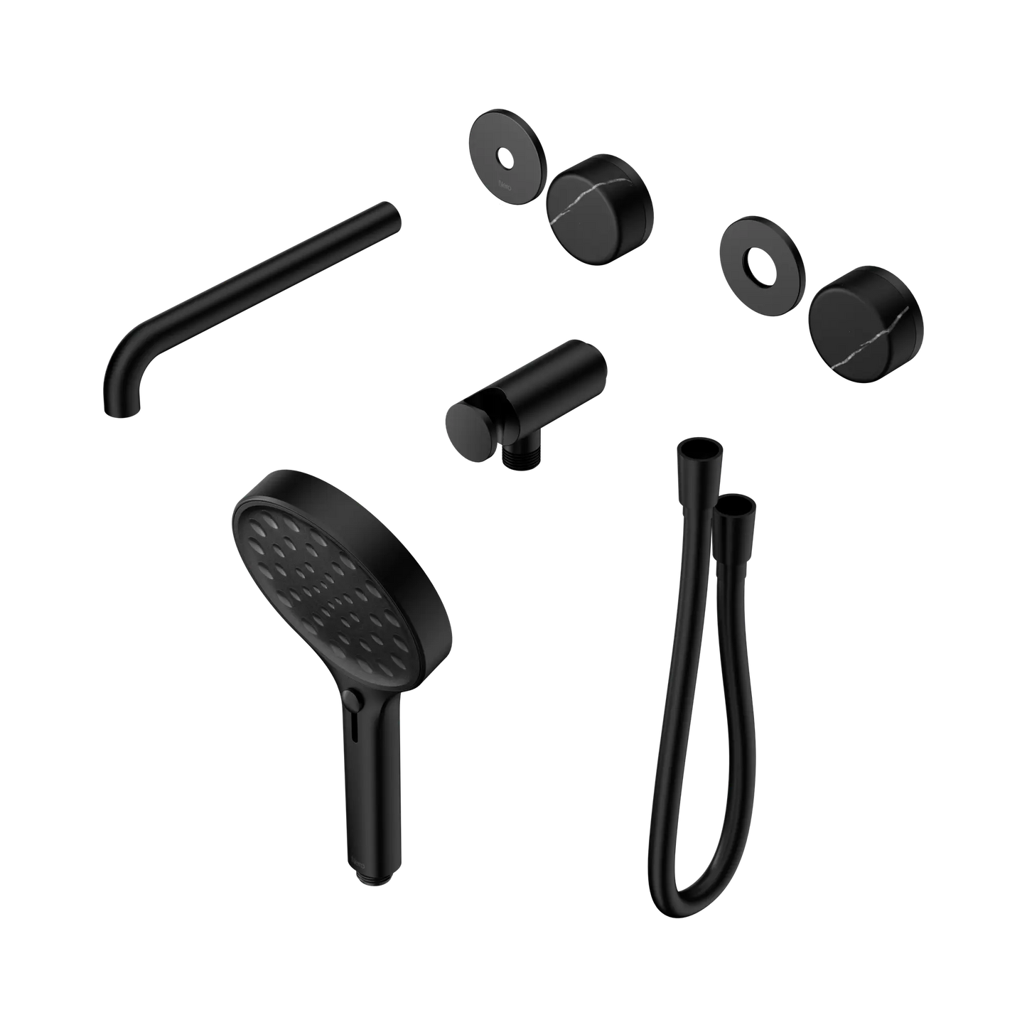 Serenity Progressive Shower System With Spout With Marquina Black Handle And Serenity Hand Shower Trim Kit Only Matte Black