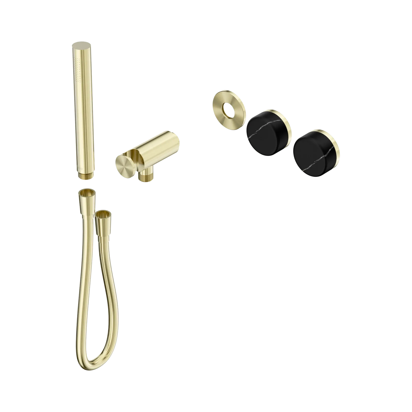 Serenity Progressive Shower System With Marquina Black Handle And Slim Shower Trim Kit Only Brushed Gold