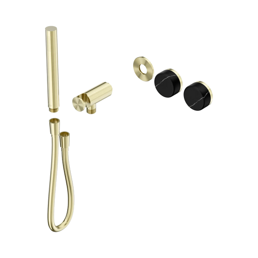 Serenity Progressive Shower System With Marquina Black Handle And Slim Shower Trim Kit Only Brushed Gold