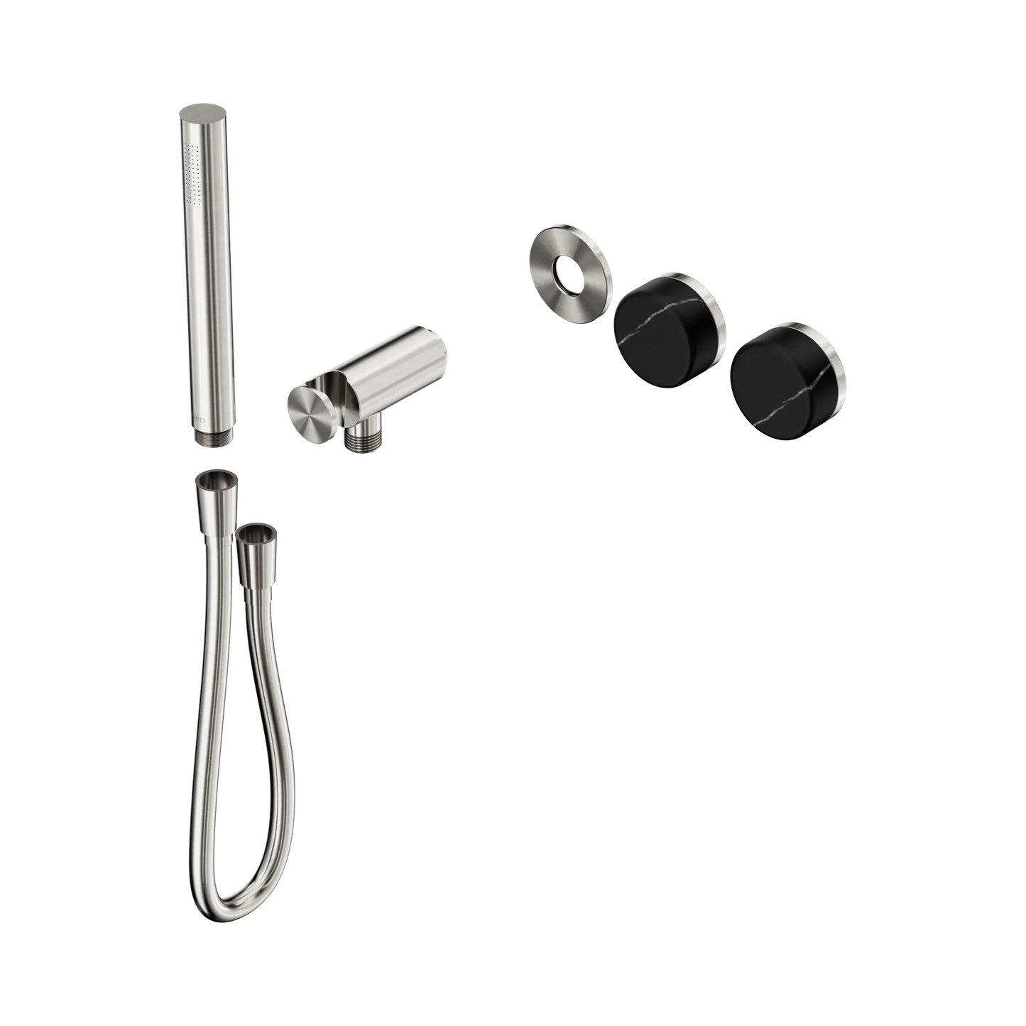 Serenity Progressive Shower System With Marquina Black Handle And Slim Shower Trim Kit Only Brushed Nickel
