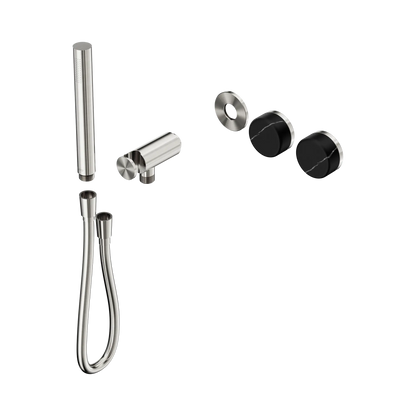 Serenity Progressive Shower System With Marquina Black Handle And Slim Shower Trim Kit Only Brushed Nickel