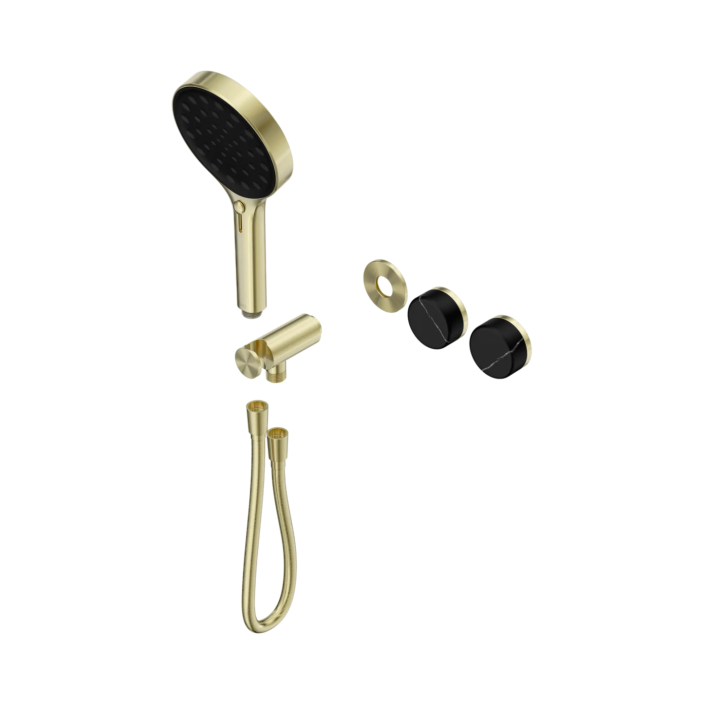 Serenity Progressive Shower System With Marquina Black Handle And Serenity Hand Shower Trim Kit Only Brushed Gold