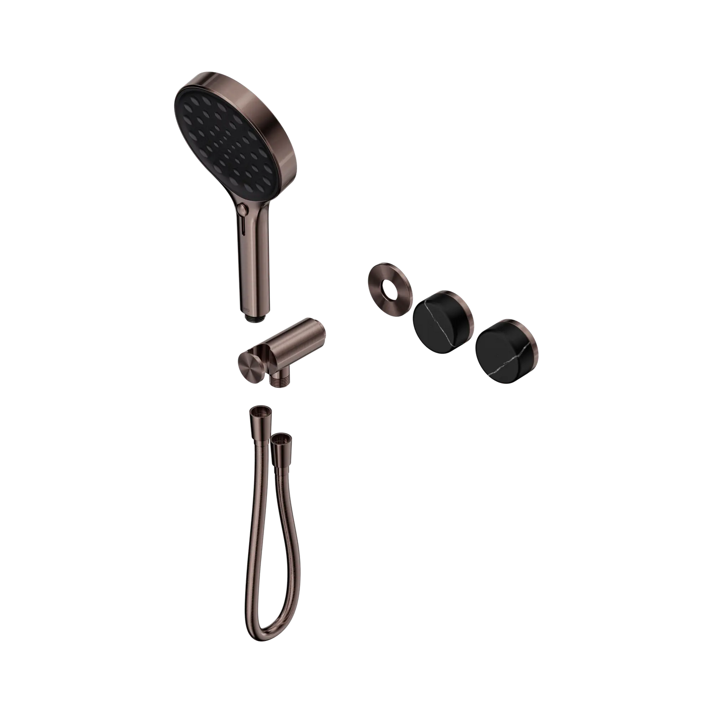 Serenity Progressive Shower System With Marquina Black Handle And Serenity Hand Shower Trim Kit Only Brushed Bronze