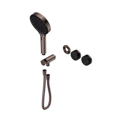 Serenity Progressive Shower System With Marquina Black Handle And Serenity Hand Shower Trim Kit Only Brushed Bronze