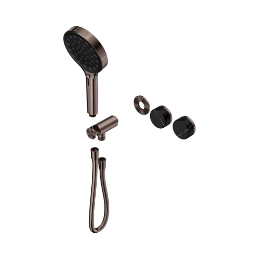 Serenity Progressive Shower System With Marquina Black Handle And Serenity Hand Shower Trim Kit Only Brushed Bronze