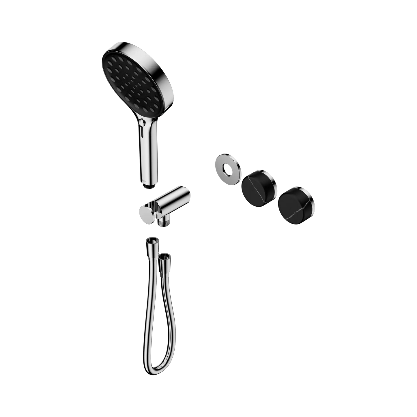 Serenity Progressive Shower System With Marquina Black Handle And Serenity Hand Shower Trim Kit Only Chrome