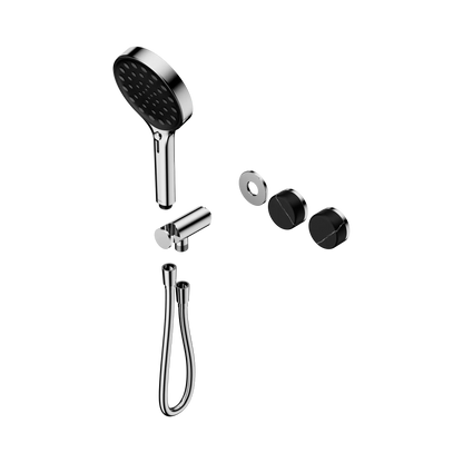 Serenity Progressive Shower System With Marquina Black Handle And Serenity Hand Shower Trim Kit Only Chrome